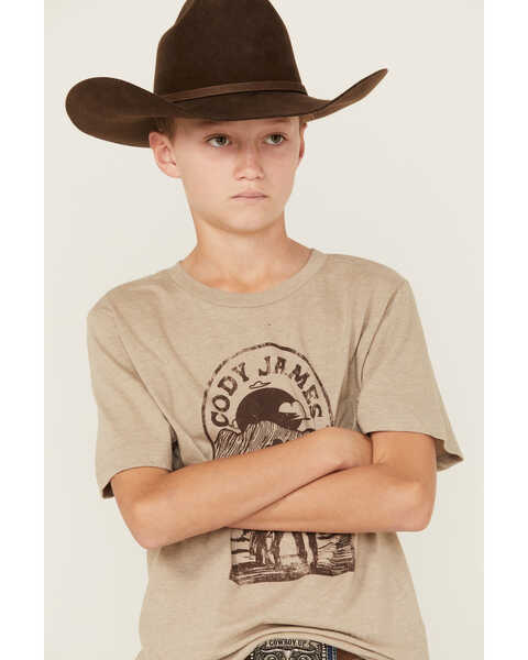 Image #2 - Cody James Boys' Cowboy Sketch Short Sleeve Graphic T-Shirt , Oatmeal, hi-res