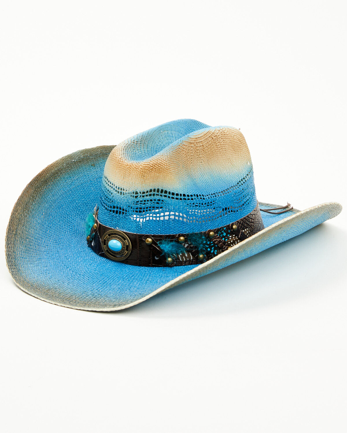 Image #1 - Shyanne Women's Scottsdale Straw Cowboy Hat, Blue, hi-res