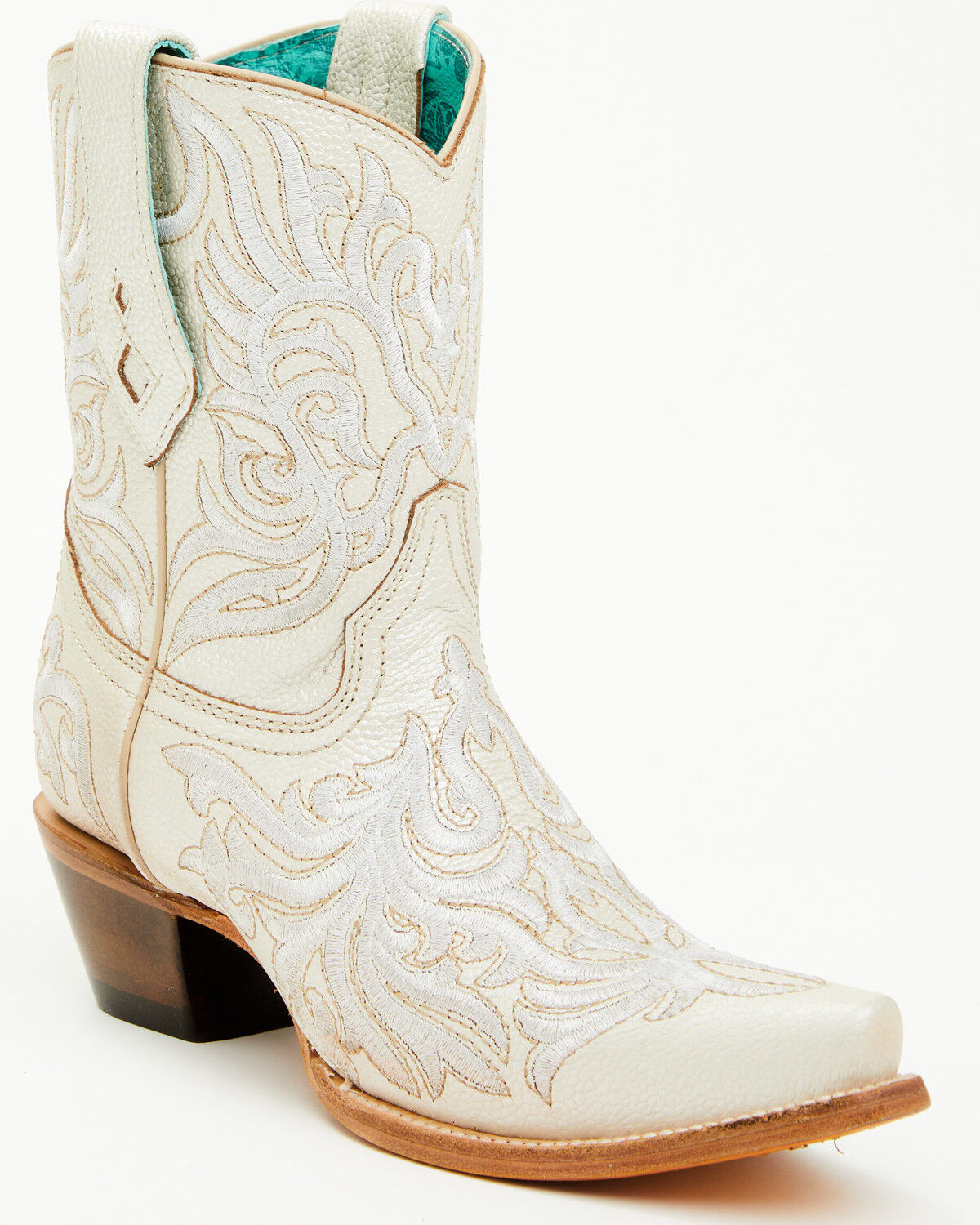 Image #1 - Corral Women's Embroidered Western Ankle Boots - Snip Toe, Ivory, hi-res