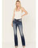 Miss Me Women's Medium Wash Mid Rise Saddle Stitch Angle Wing Bootcut Jeans, Medium Wash, hi-res
