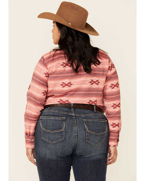 Image #4 - Ariat Women's R.E.A.L Adorable Red Serape Print Long Sleeve Snap Western Core Shirt - Plus, Red, hi-res