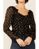 Image #2 - En Creme Women's Long Sleeve Foil Ruffle Blouse, Black, hi-res