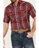 Image #3 - Ely Walker Men's Plaid Print Short Sleeve Pearl Snap Western Shirt - Tall , Red, hi-res