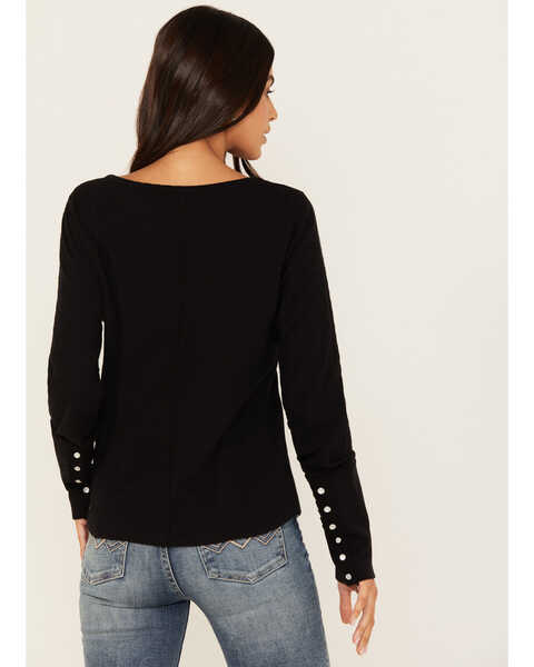 Image #4 - Idyllwind Women's Pearl Knit Henley Shirt, Black, hi-res