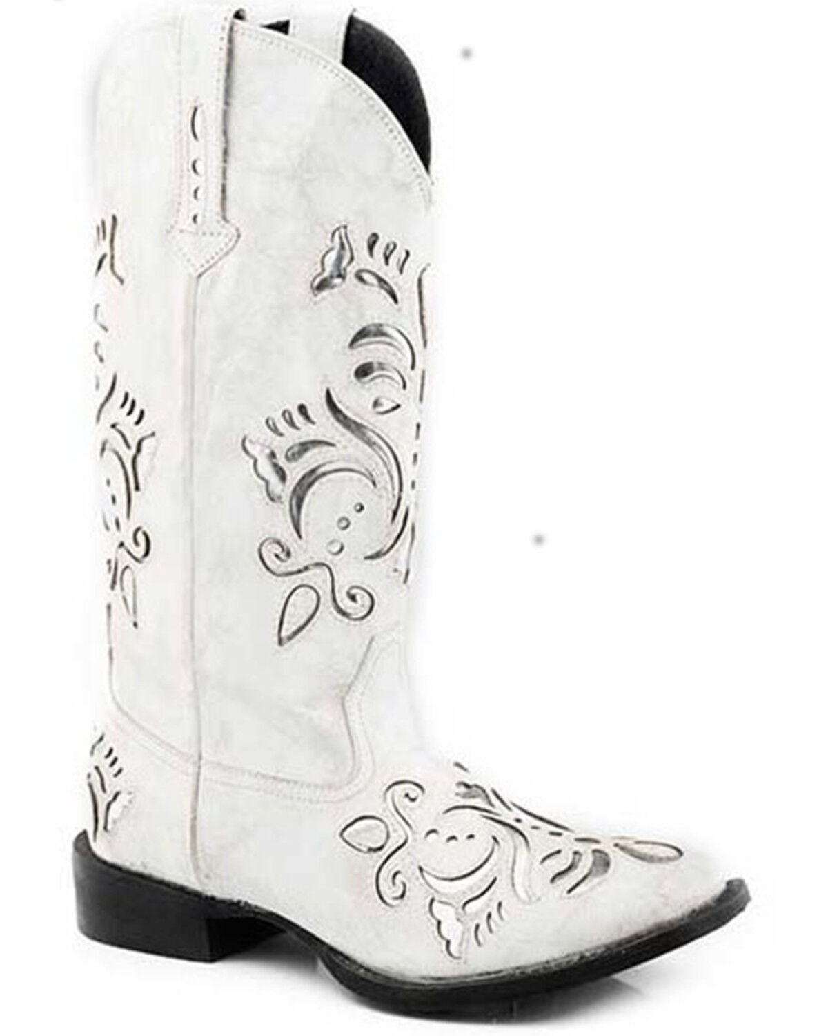 Image #1 - Roper Women's Belle Underlay Fashion Western Boots - Broad Square Toe, White, hi-res