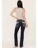 Image #1 - Grace in LA Women's Medium Wash Low Rise Floral Embroidered Pocket Stretch Bootcut Jeans , Dark Wash, hi-res
