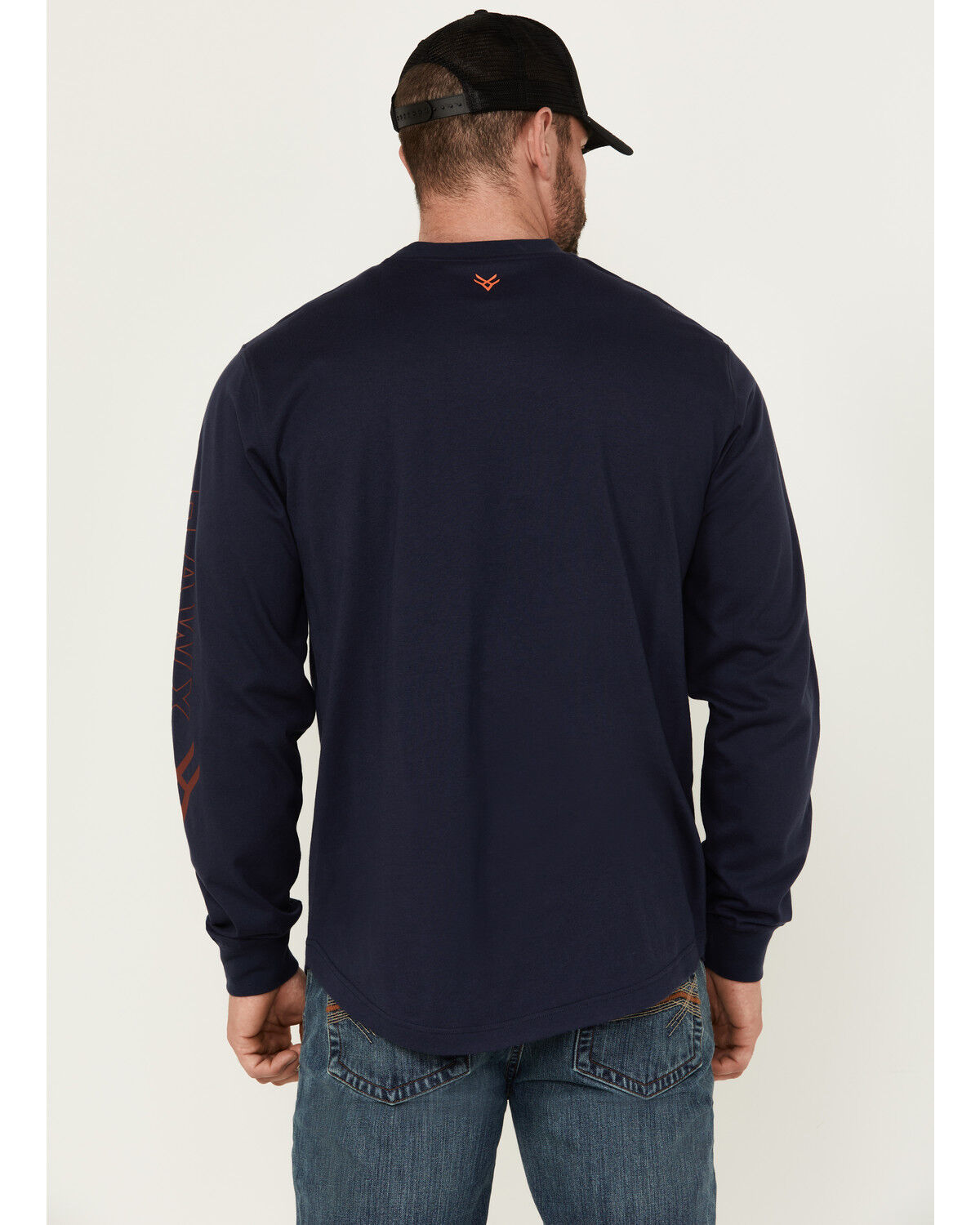 Image #4 - Hawx Men's Long Sleeve Knit Solid Logo Long Sleeve Work T-Shirt - Tall, Navy, hi-res