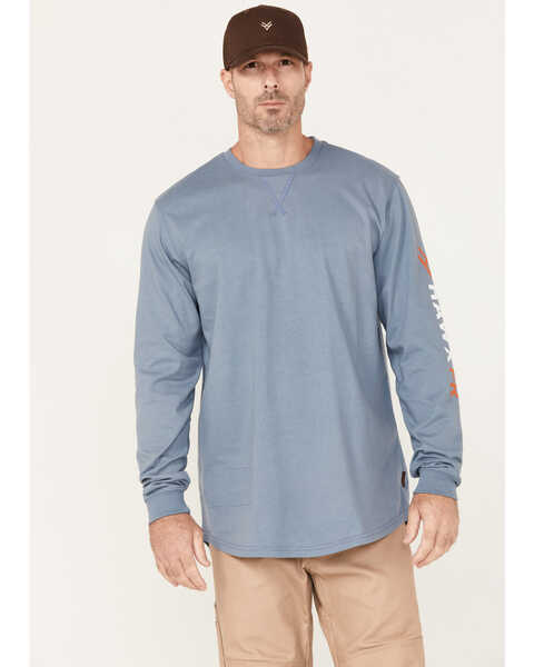 Image #1 - Hawx Men's FR Logo Long Sleeve Work T-Shirt - Big & Tall , Blue, hi-res