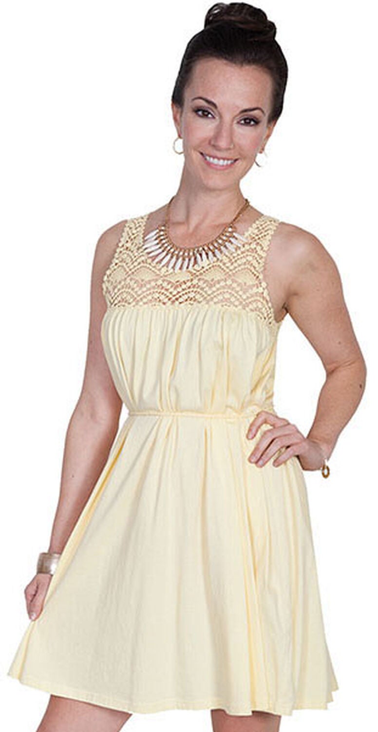 Image #1 - Scully Cantina Collection Scoop Neck Lace Sleeveless Dress, Yellow, hi-res