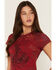 Image #2 - Shyanne Women's Long Live Cowboys Short Sleeve Graphic Tee, Red, hi-res