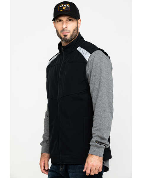 Image #3 - Hawx Men's Reflective Softshell Moto Work Vest , Black, hi-res