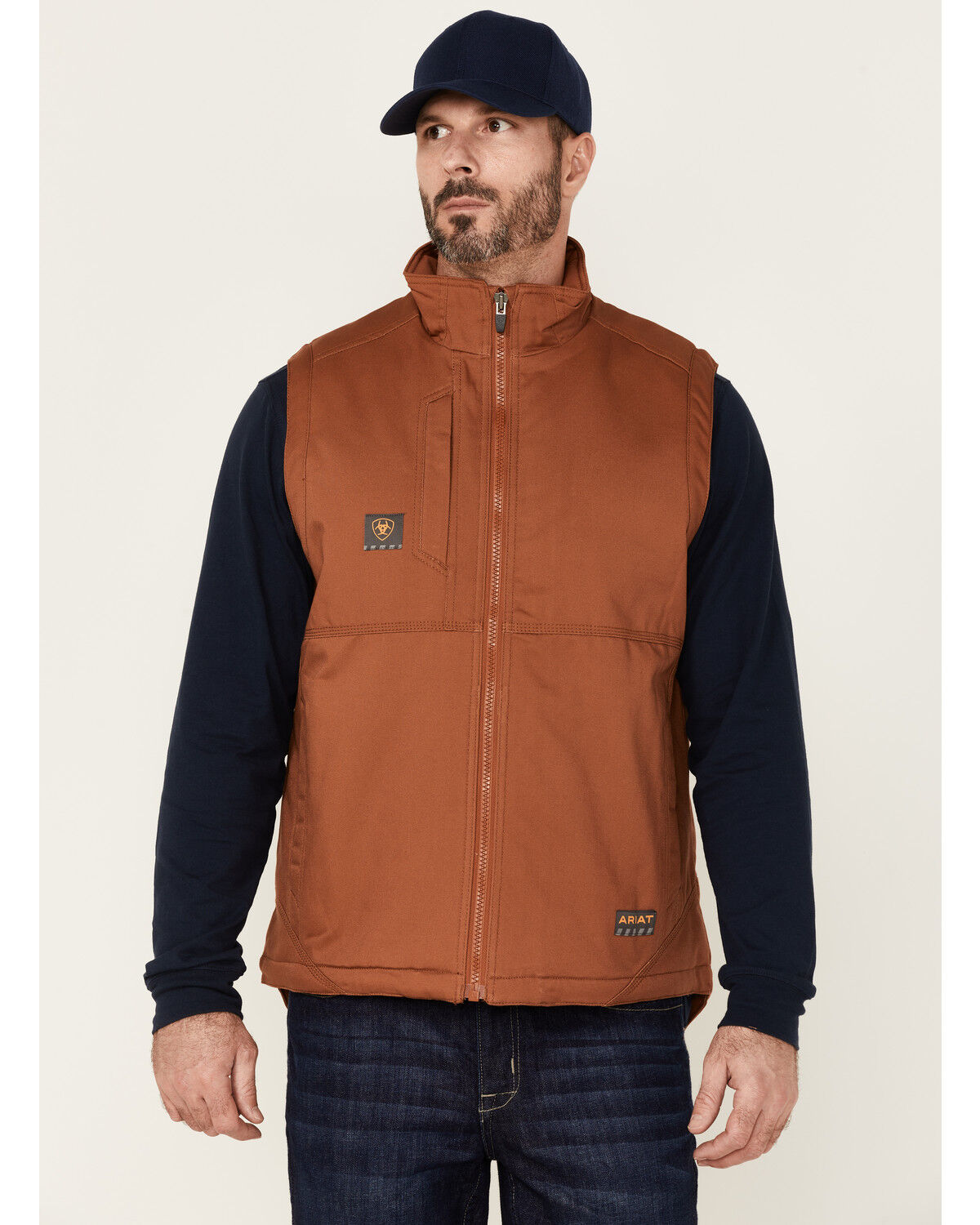 Image #1 - Ariat Men's Rebar Duracanvas Zip-Front Sherpa Work Vest, Brown, hi-res