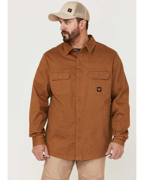 Image #1 - Hawx Men's Brawlins Weathered Bedford Button-Down Cord Work Shirt Jacket, Rust Copper, hi-res