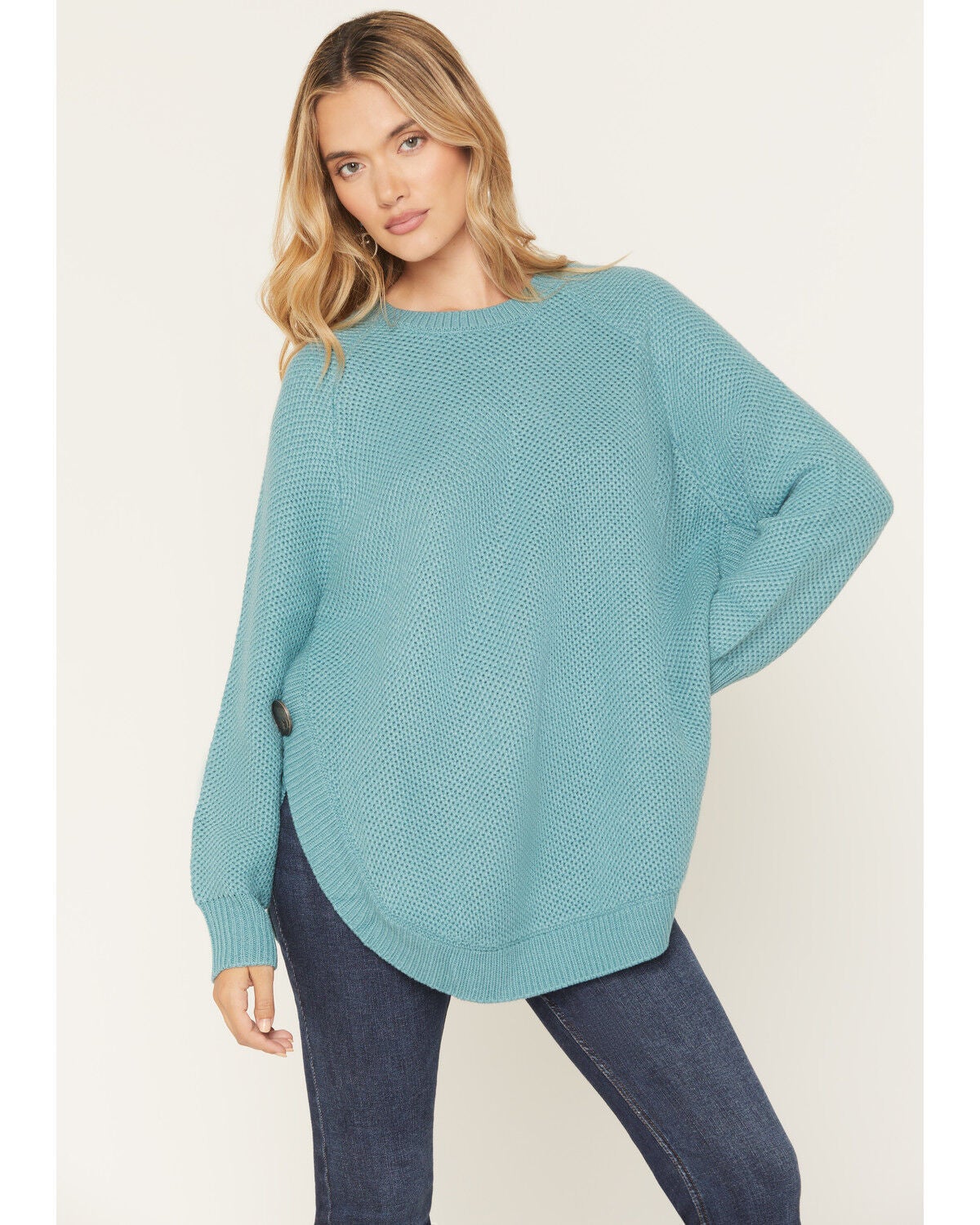 Cotton & Rye Women's Solid Sweater, Aqua, hi-res