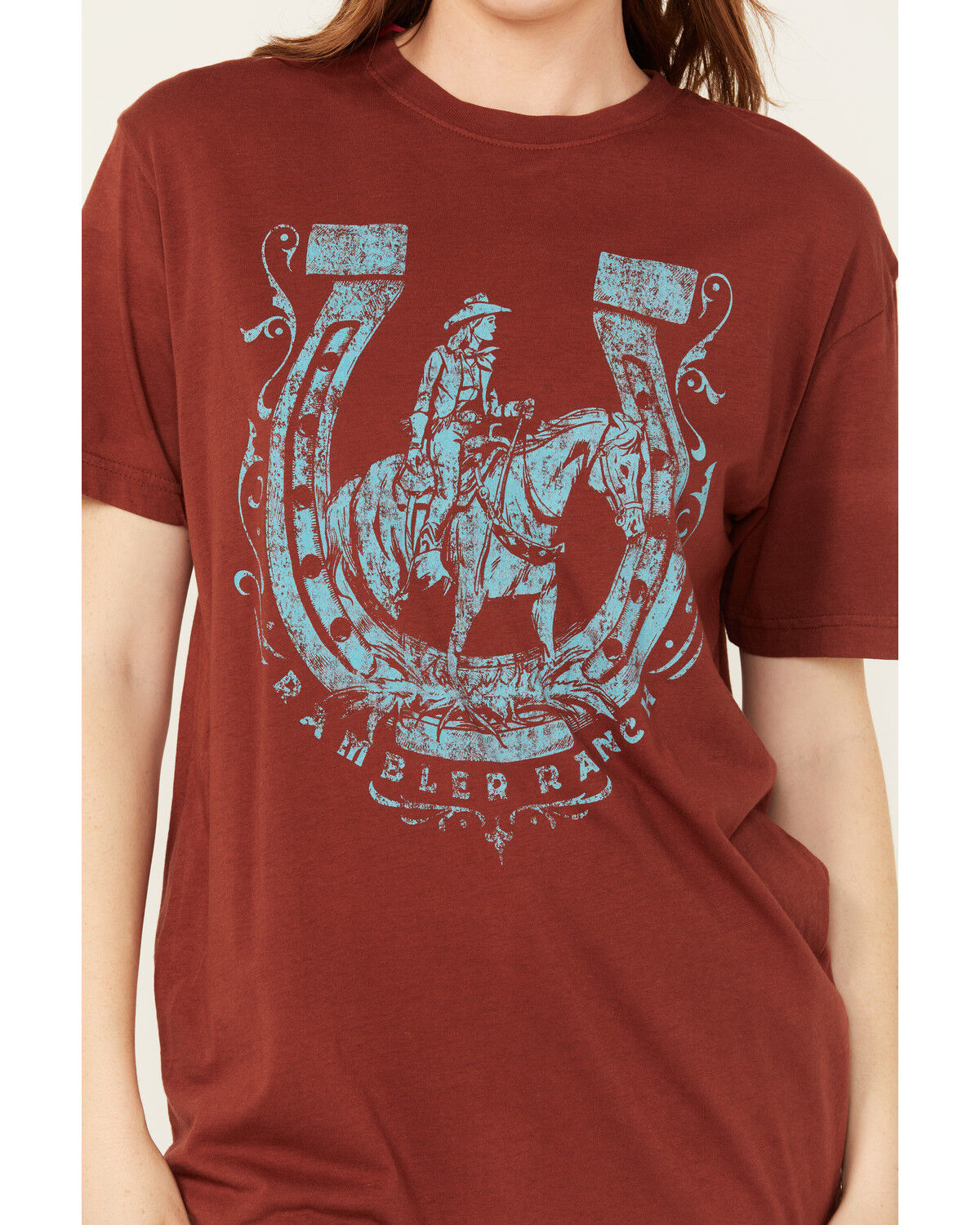 Image #3 - American Highway Women's Rambler Ranch Horseshoe Short Sleeve Graphic Tee, Rust Copper, hi-res