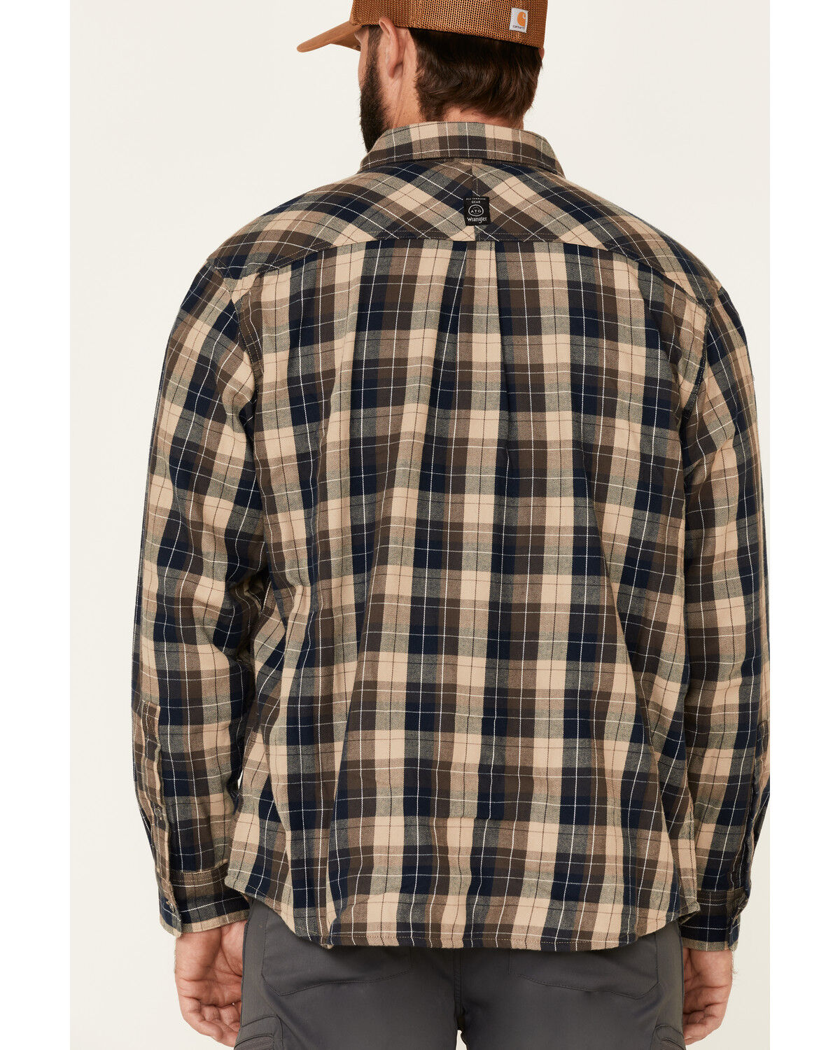 Image #4 - ATG™ by Wrangler All Terrain Men's Dark Sapphire Plaid Thermal Lined Long Sleeve Western Flannel Shirt , , hi-res