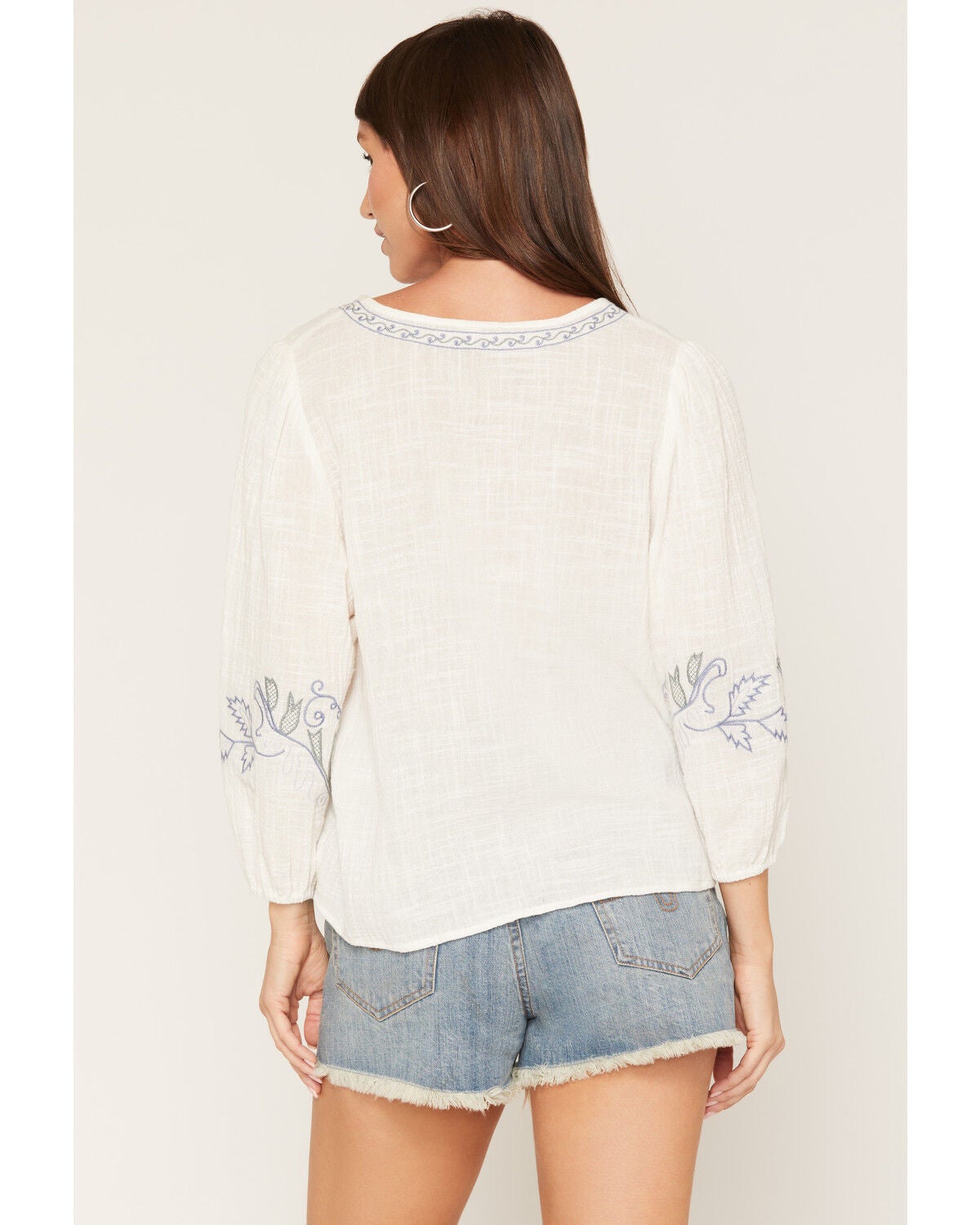 Image #4 - Lovestitch Women's Embroidered Long Sleeve Shirt, White, hi-res