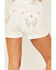 Image #2 - Miss Me Women's Mid Rise Wing Pocket Stretch Denim Shorts , White, hi-res