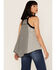Cleo + Wolf Women's Grid Print Hanky Hem Halter Top, Black, hi-res