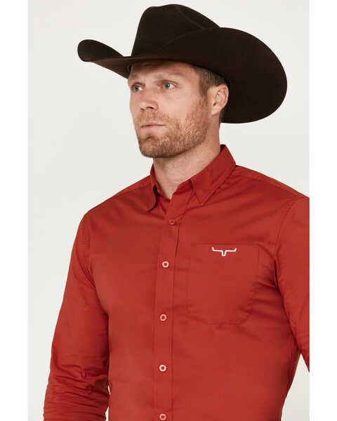Image #3 - Kimes Ranch Men's Solid Long Sleeve Button Down Western Shirt, Red, hi-res