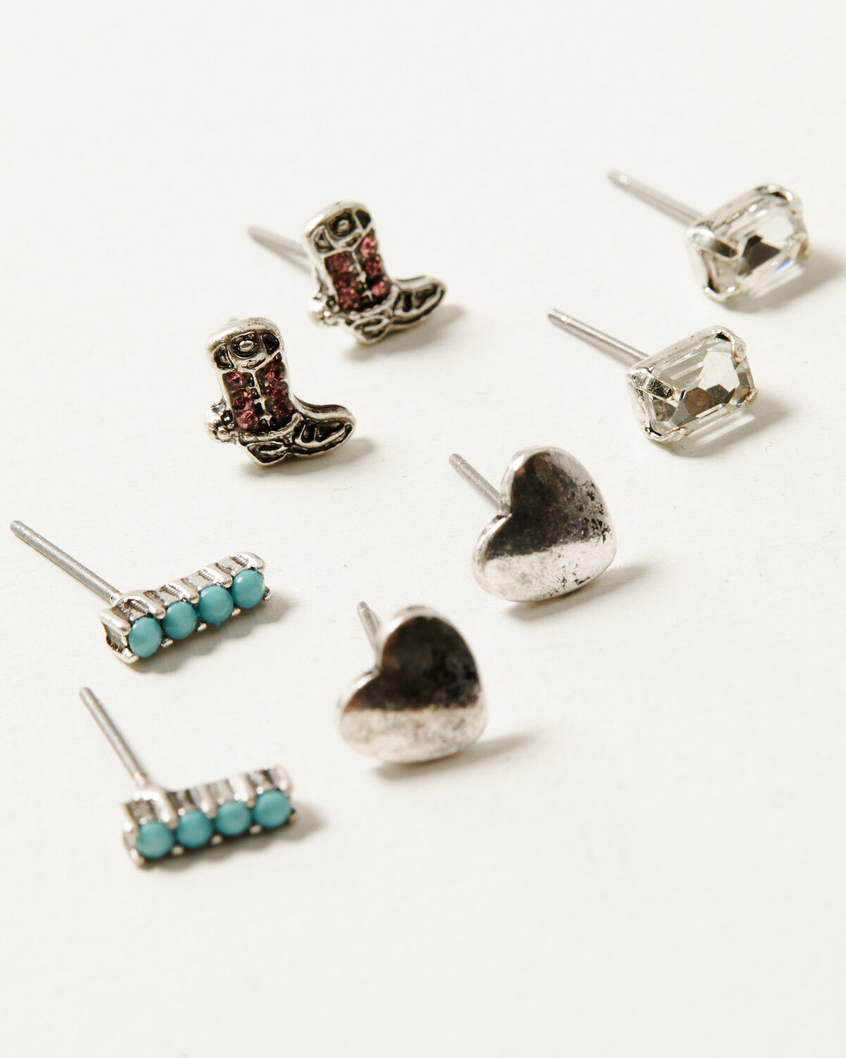 Image #2 - Shyanne Women's Flower Cross Stud Earring Set - 13 Piece, Silver, hi-res