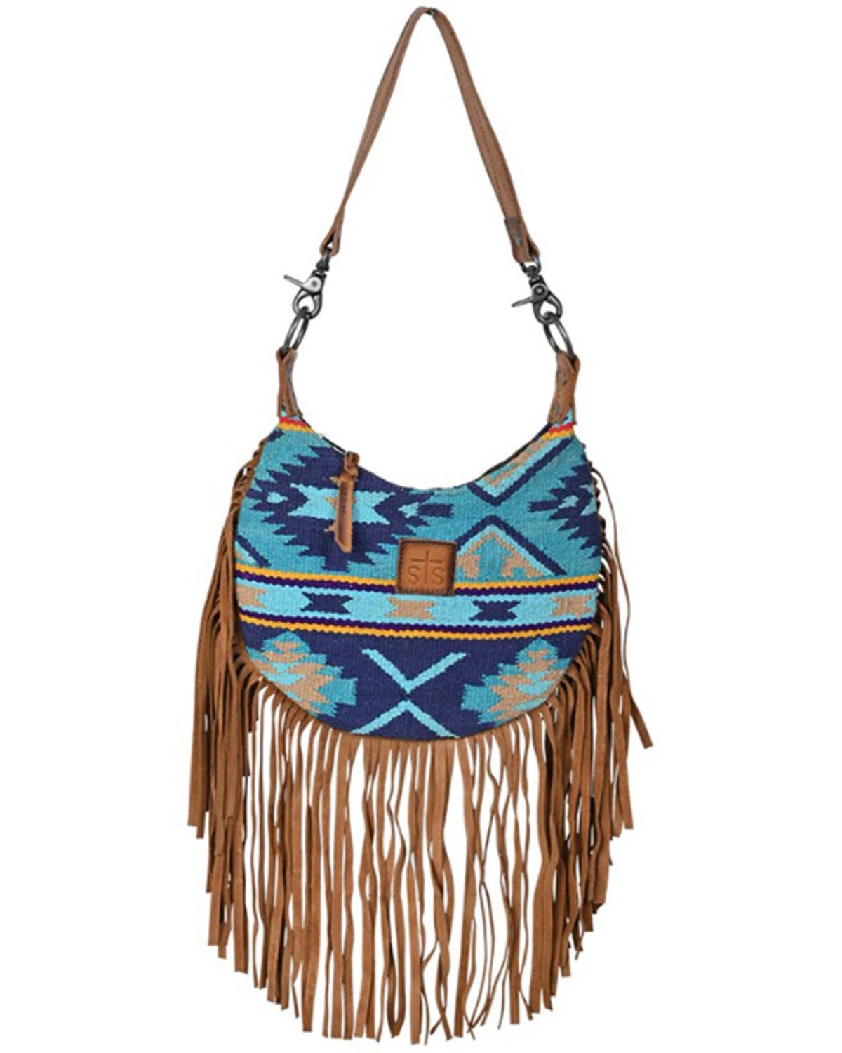 STS Ranchwear by Carroll Women's Mojave Sky Nellie Fringe Bag, Blue, hi-res