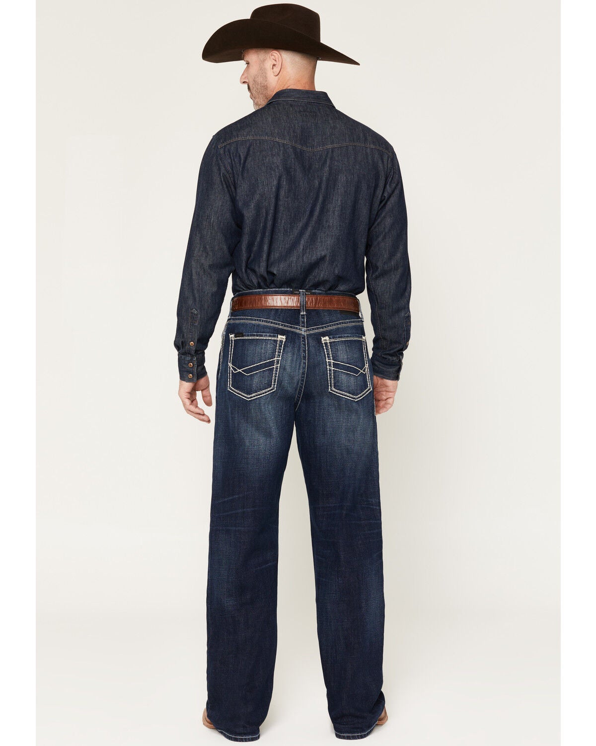 Image #3 - Ariat Men's Hugo Hansen Dark Wash Baggy Straight Stretch Denim Jeans, Dark Wash, hi-res