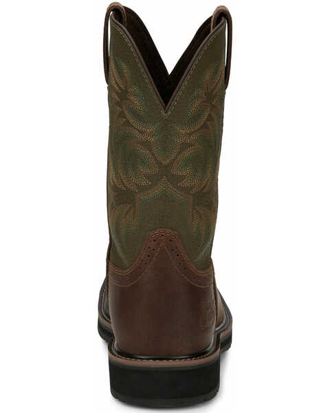 Image #4 - Justin Men's Driller Western Work Boots - Steel Toe, Dark Brown, hi-res