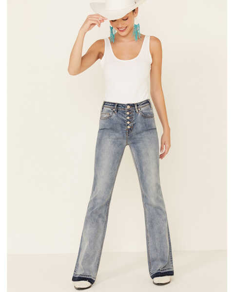 Image #1 - Rock & Roll Denim Women's Button Front Trouser Jeans, Blue, hi-res