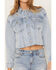 Cleo + Wolf Women's Light Wash Stretch Desert Scene Embroidered Cropped Denim Jacket, Light Wash, hi-res