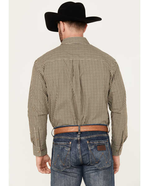 Image #4 - George Strait by Wrangler Men's Checkered Print Long Sleeve Button-Down Western Shirt, Tan, hi-res