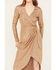 Image #3 - Show Me Your Mumu Women's Confetti Long Sleeve Kimora Wrap Midi Dress, Tan, hi-res