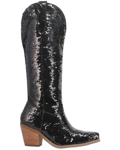 Image #2 - Dingo Women's Sequin Dance Hall Queen Tall Western Boots - Snip Toe , Black, hi-res