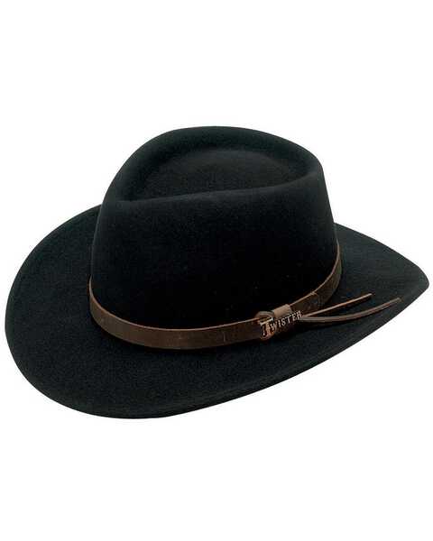 Image #1 - Twister Durango Crushable Felt Hat, Black, hi-res