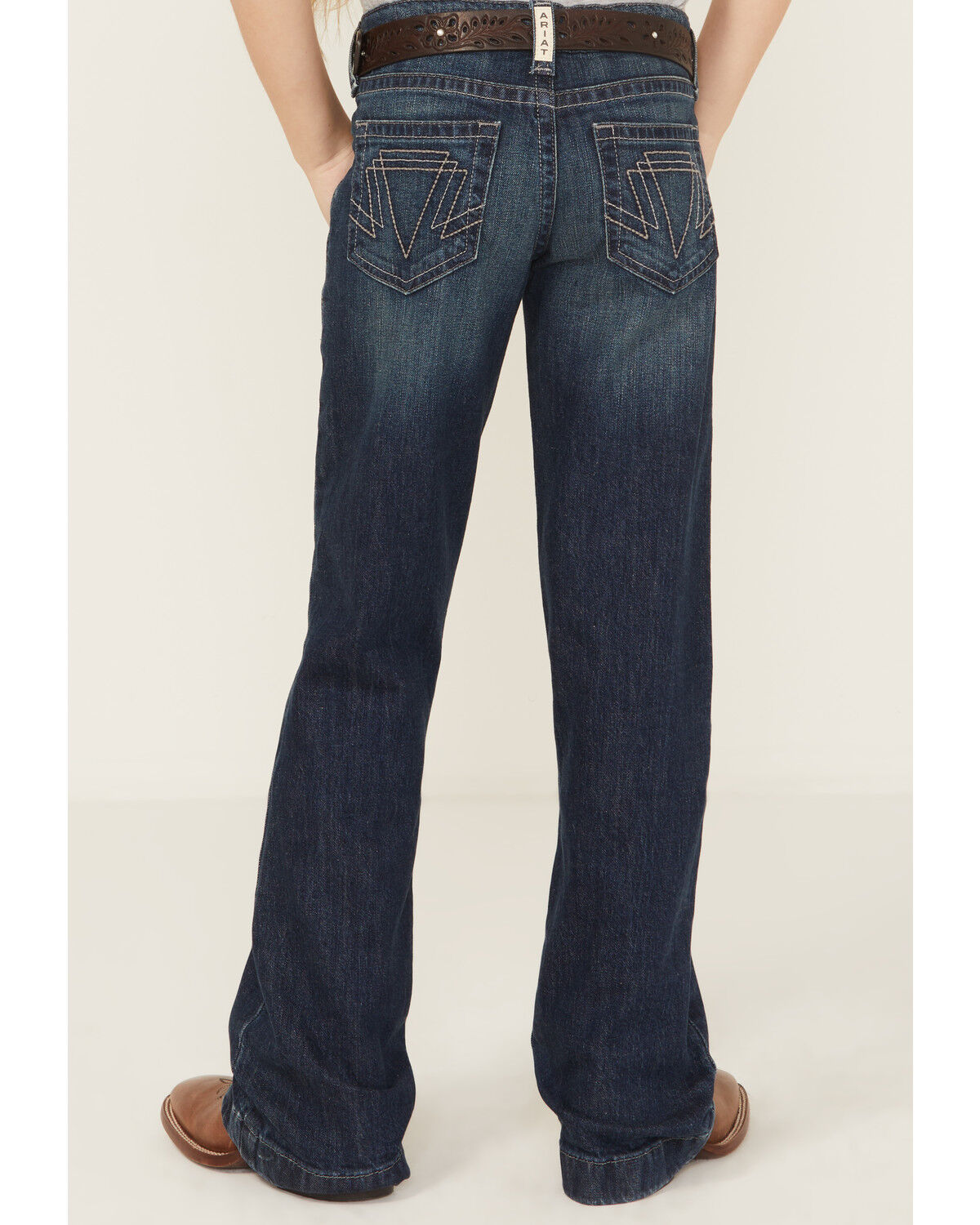 Image #3 - Ariat Girls' Elsie Dark Wash Trouser Denim Jeans, Blue, hi-res