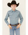 Image #1 - Wrangler Boys' Geo Print Long Sleeve Snap Comfort Western Shirt , Teal, hi-res