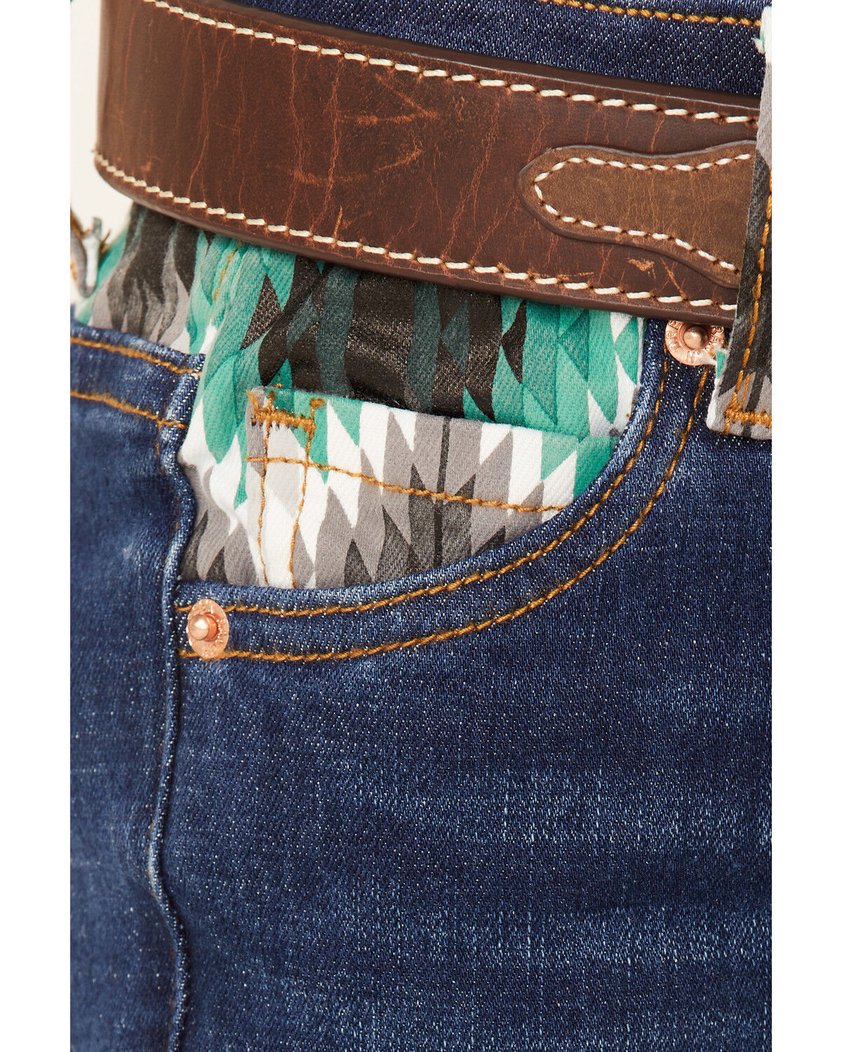 Image #2 - Ranch Dress'n Girls' Medium Wash Southwestern Pocket Stretch Regular Bootcut Jeans, Blue, hi-res