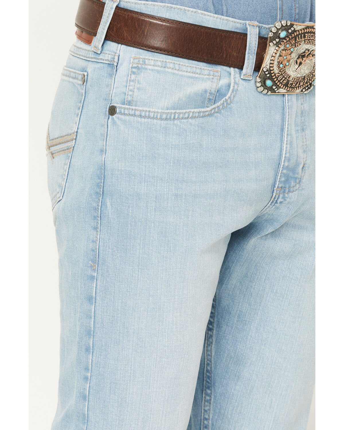 Image #2 - Wrangler Retro Men's 42MWx 20X Light Wash Bootcut Stretch Denim Jeans, Light Wash, hi-res