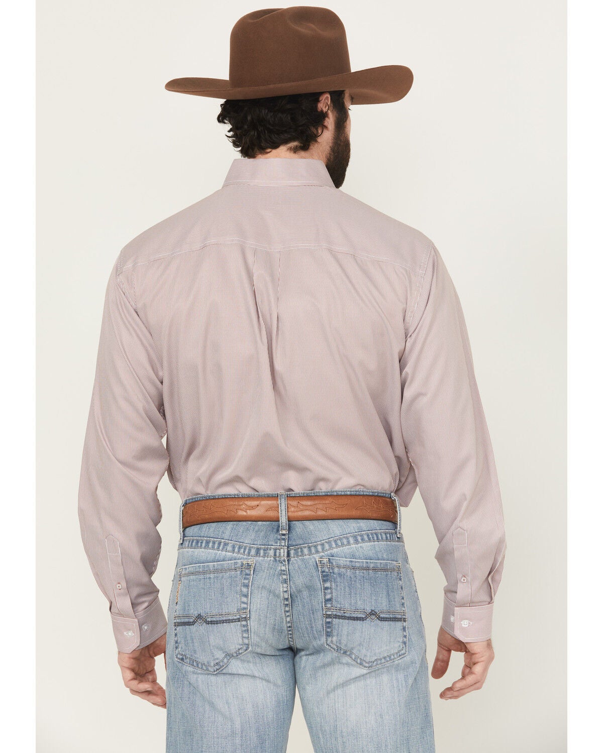 Image #4 - Cinch Men's Striped Print Tencel Long Sleeve Button-Down Western Shirt, Pink, hi-res