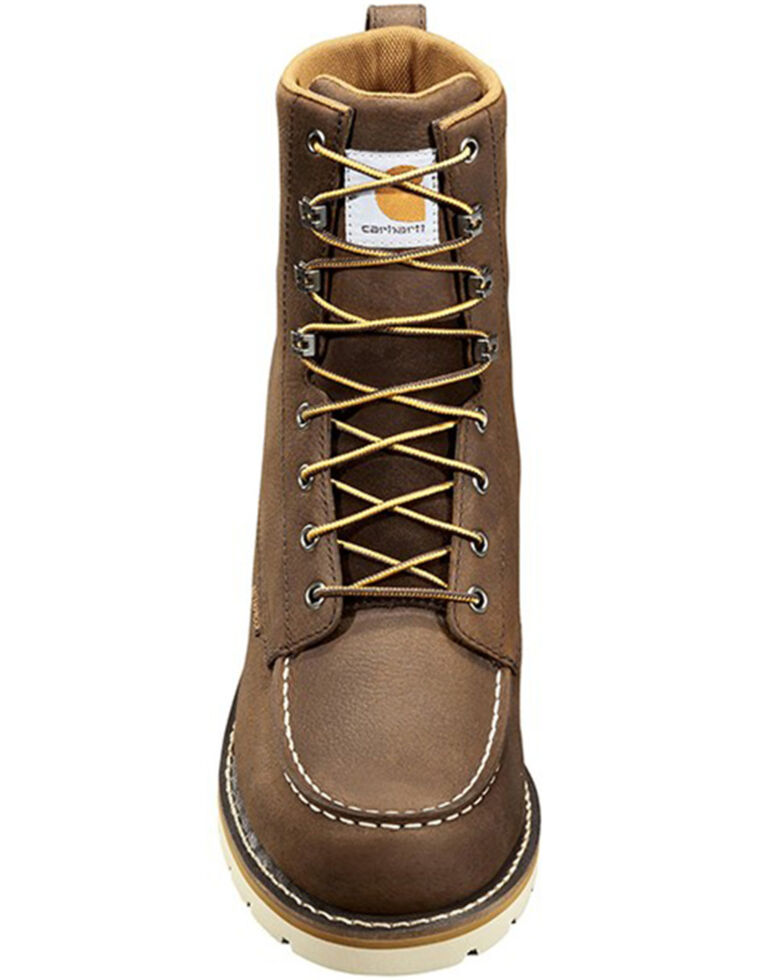 Carhartt Men's WP Soft Toe 8" Lace-Up Wedge Work Boots - Moc Toe , Dark Brown, hi-res