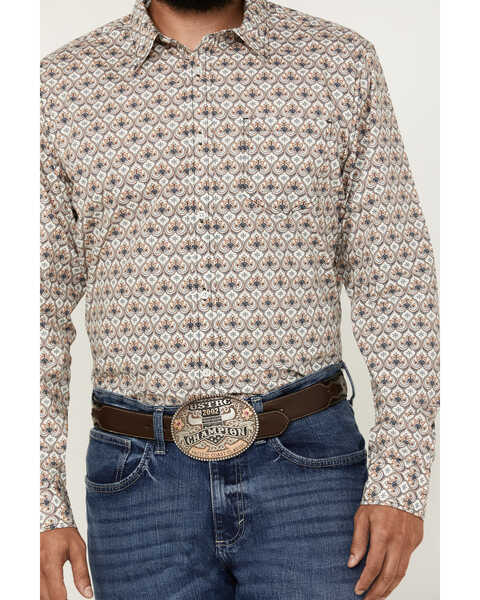 Image #3 - Gibson Trading Co Men's Groove Medallion Print Long Sleeve Button-Down Western Shirt , White, hi-res