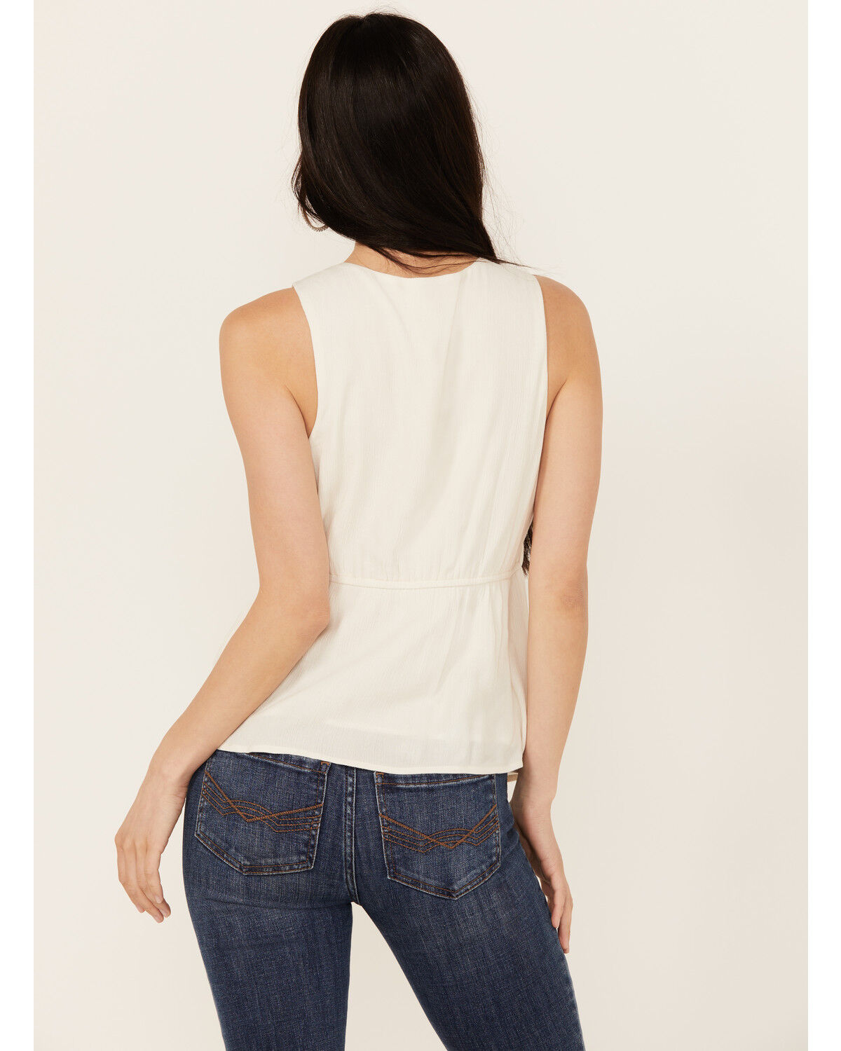 Image #4 - Idyllwind Women's Spruce Criss Cross Front Embellished Tank, Ivory, hi-res