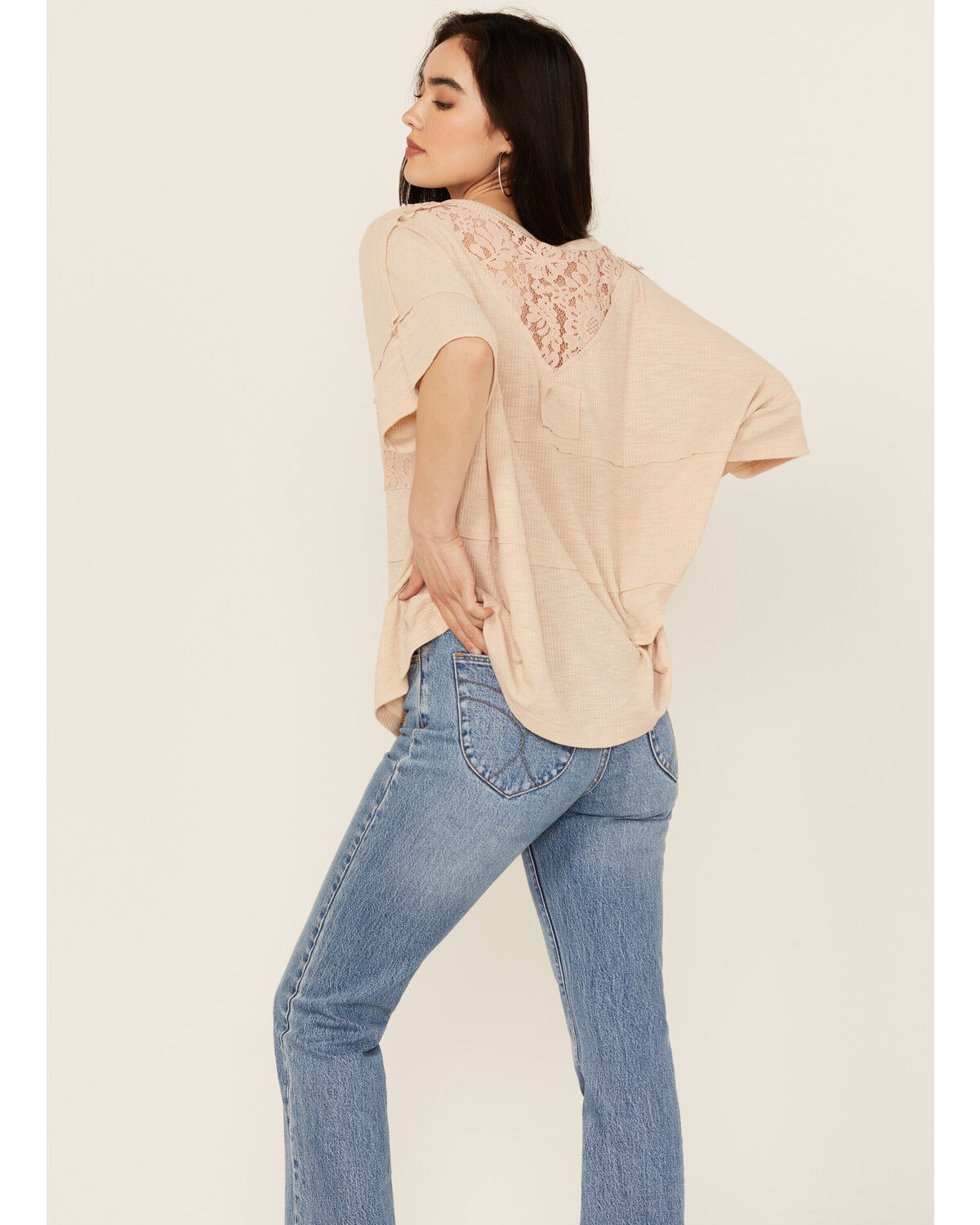 Image #4 - People of Leisure Women's Lace Short Sleeve Shirt, Pink, hi-res