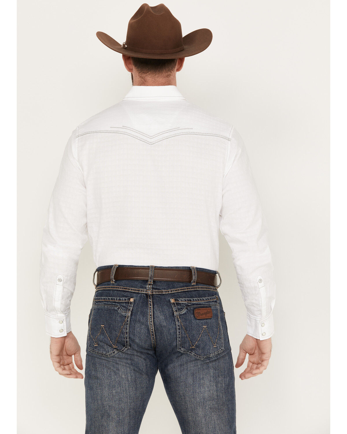 Image #4 - Wrangler Men's Rock 47 Long Sleeve Western Pearl Snap Shirt, White, hi-res