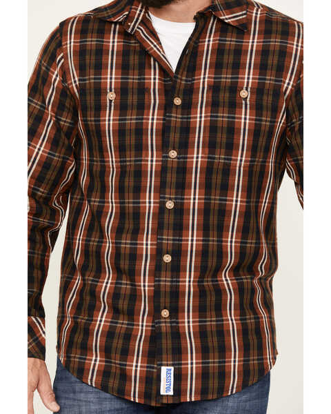Image #3 - Resistol Men's Lamar Plaid Button Down Western Shirt , Rust Copper, hi-res