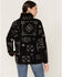 Wrangler Retro Women's Bandana Print Quarter-Zip Sherpa Pullover, Black, hi-res