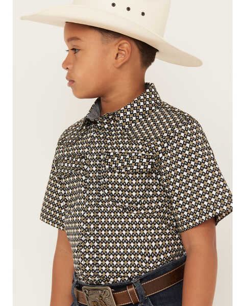 Image #2 - Cody James Boys' Dotted Print Short Sleeve Snap Western Shirt, Tan, hi-res