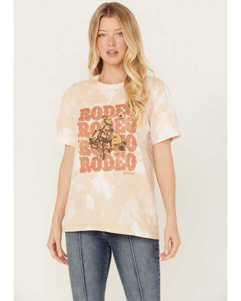 Image #1 - Bohemian Cowgirl Women's Rodeo Rodeo Rodeo Bleached Short Sleeve Graphic Tee, Tan, hi-res