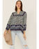 Bila Women's Floral Print Long Sleeve Shirt, Blue, hi-res