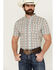 Image #1 - RANK 45® Men's Westgate Abstract Geo Print Short Sleeve Button-Down Stretch Western Shirt, Ivory, hi-res